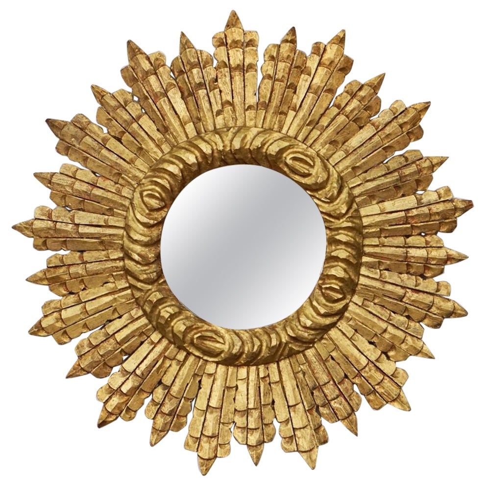 French Gilt Sunburst or Starburst Mirror (Diameter 24) For Sale