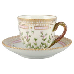 Royal Copenhagen Flora Danica coffee cup and saucer. Cerastium semidecandrum.