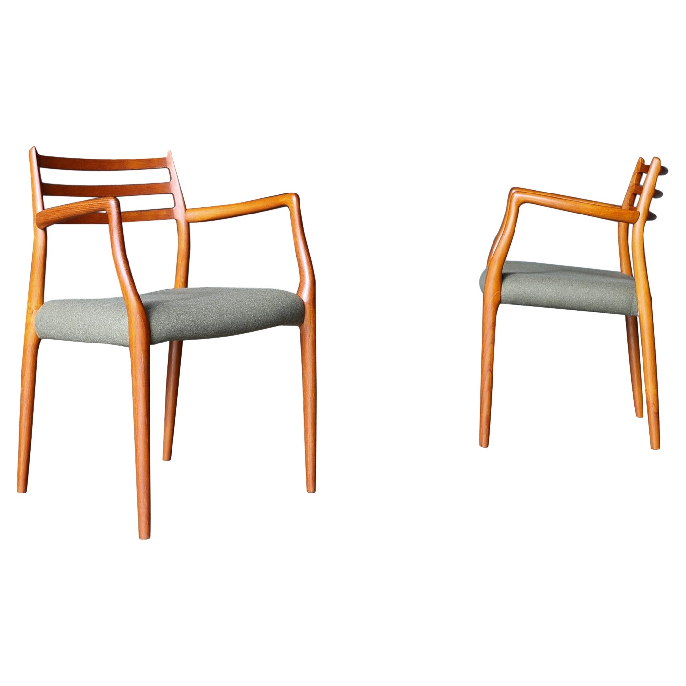 Niels Otto Møller Model 62 Armchairs for JL Møller, Denmark, circa 1954 