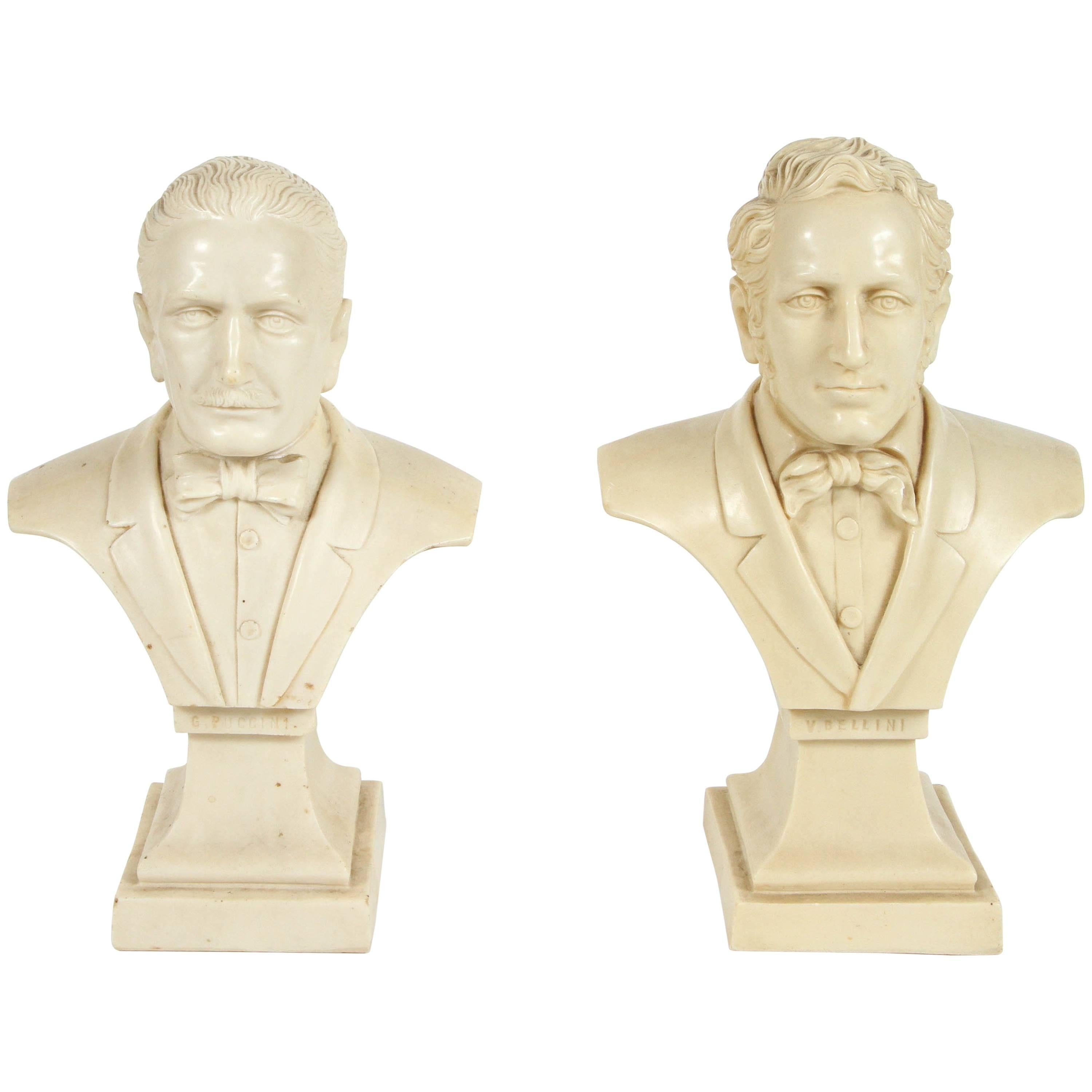 Vintage Bust Pair "Giacomo Puccini" For Sale