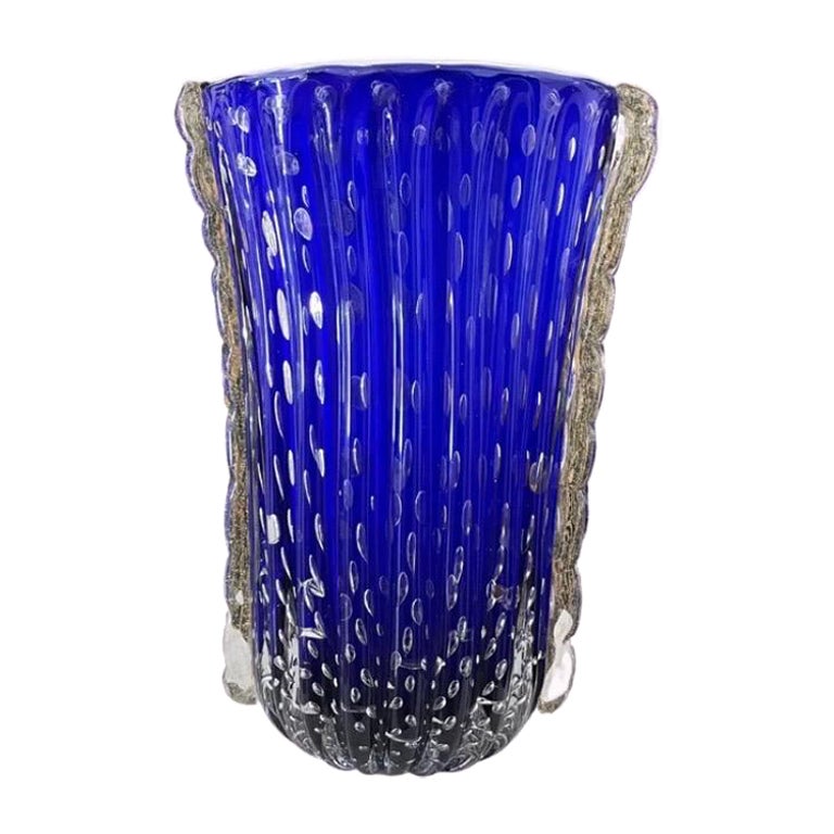 1990s Italian Murano Cobalt Blue Vase 