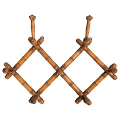 Antique French Foldable Faux Bamboo Hat & Coat Rack, circa 1900