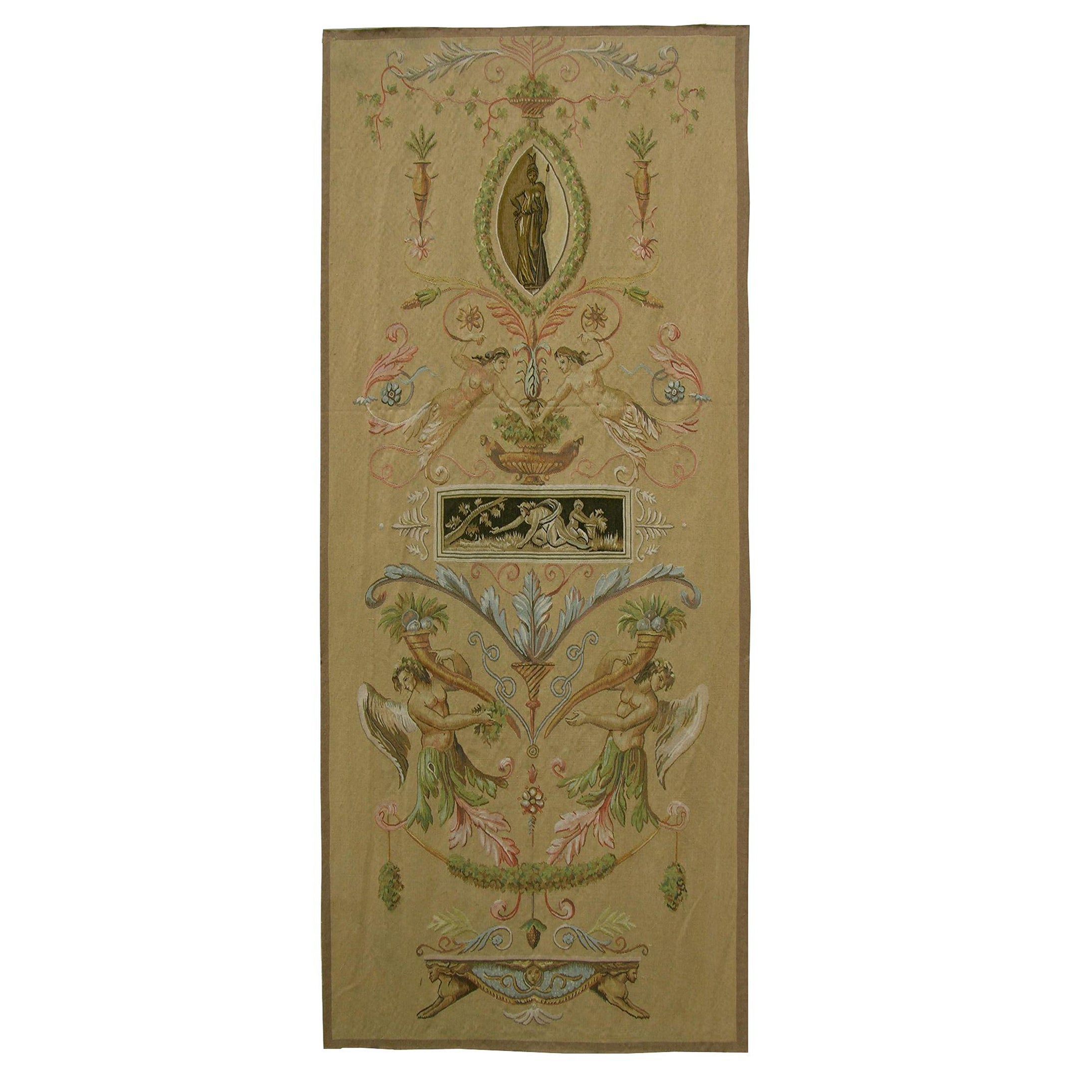 Vintage Flying Angel Design Tapestry 3' X 8'2" For Sale