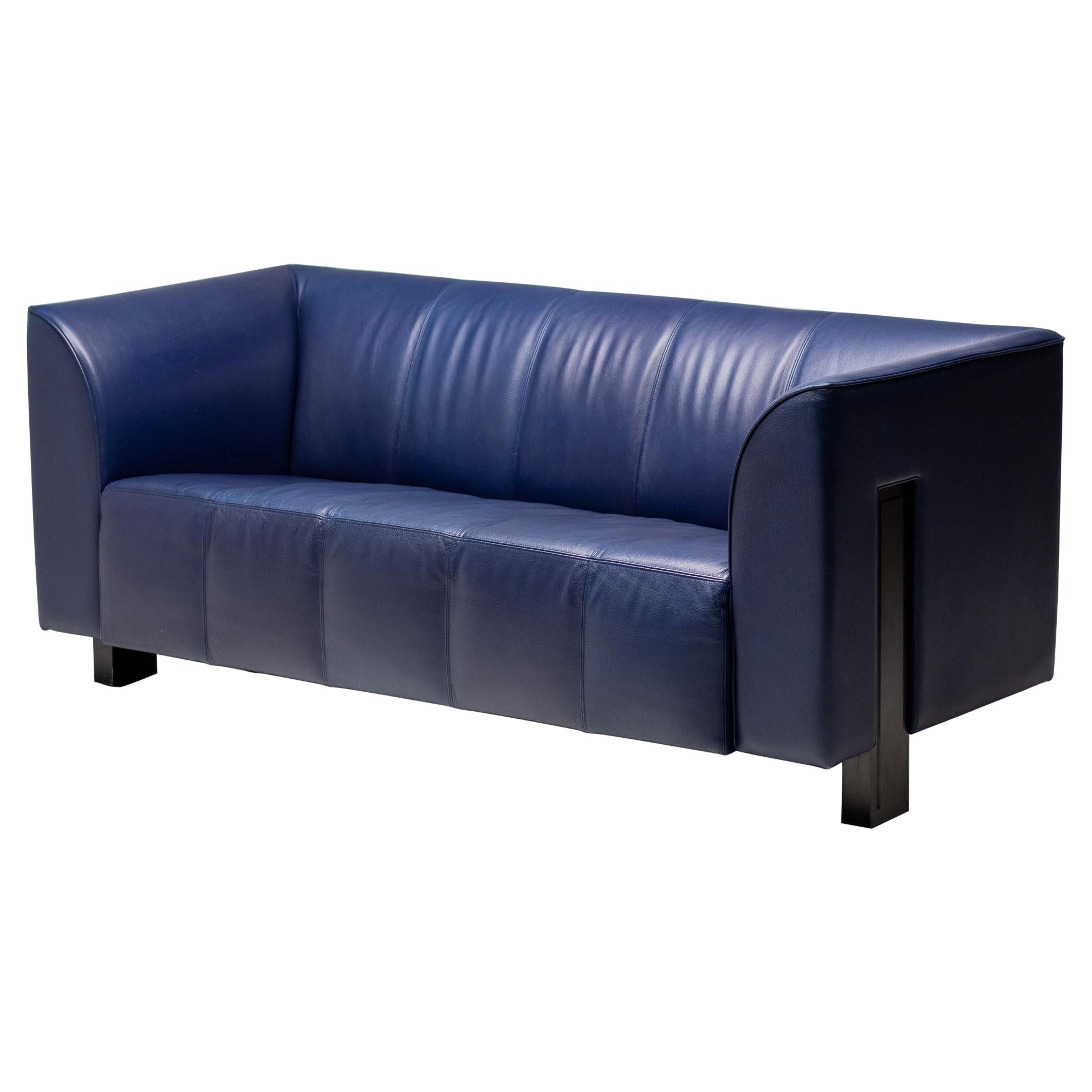 ISU Sofa in Blue Leather by Shigeru Uchida, 1995 For Sale