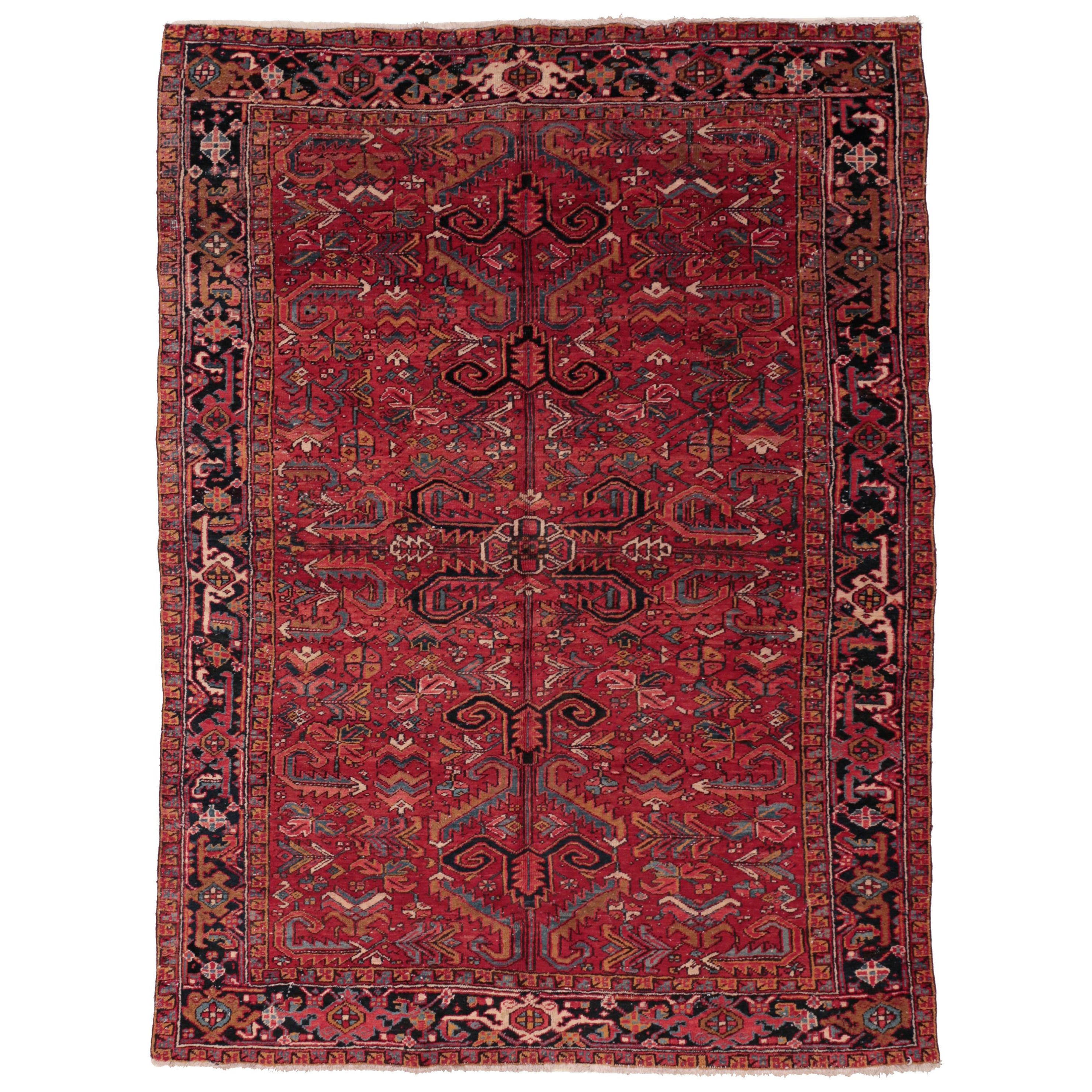 Antique Rust Red Heriz Rug with All-Over Design