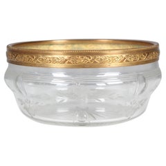 Antique Glass Bowl, France, Circa 1900, Brass And Beveled Glass Serving Bowl