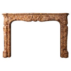 A 19th Century Louis XV Style Fireplace Chimneypiece in Breche d'Alep Marble