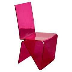 "PLI" Chair by Maurice Marty for Roche Bobois in Fuchsia Plexiglass