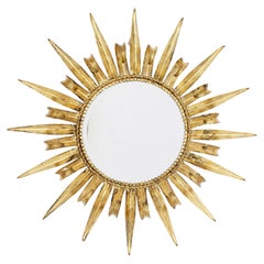 Miroir décoratif en forme de soleil du milieu du siècle dernier