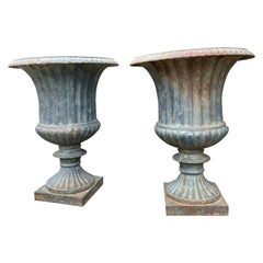 Victorian era cast iron garden urns