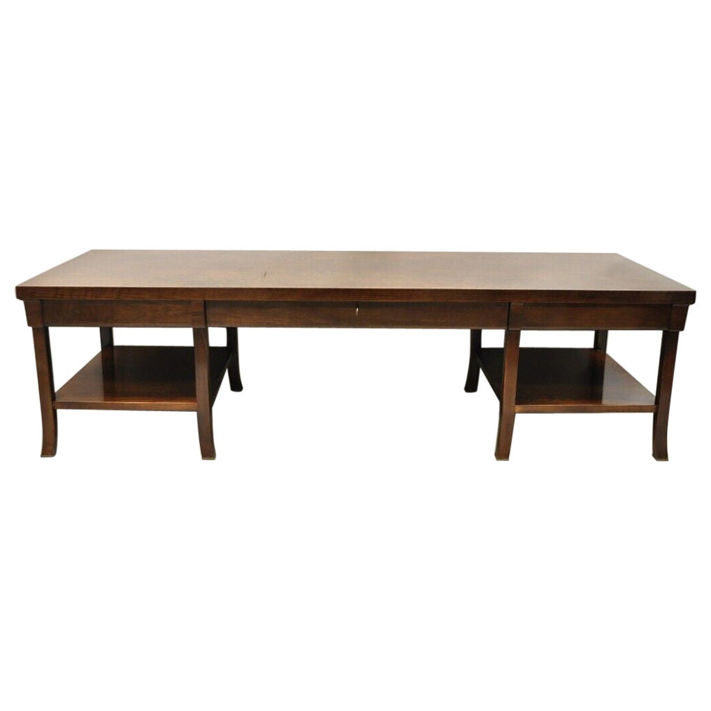 Bill Sofield for Baker 66" Long Modern One Drawer Mahogany Coffee Table For Sale