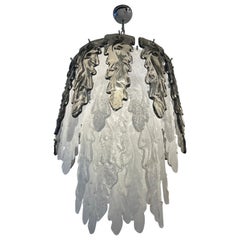 Murano ice white and olive green  leafs chandelier 