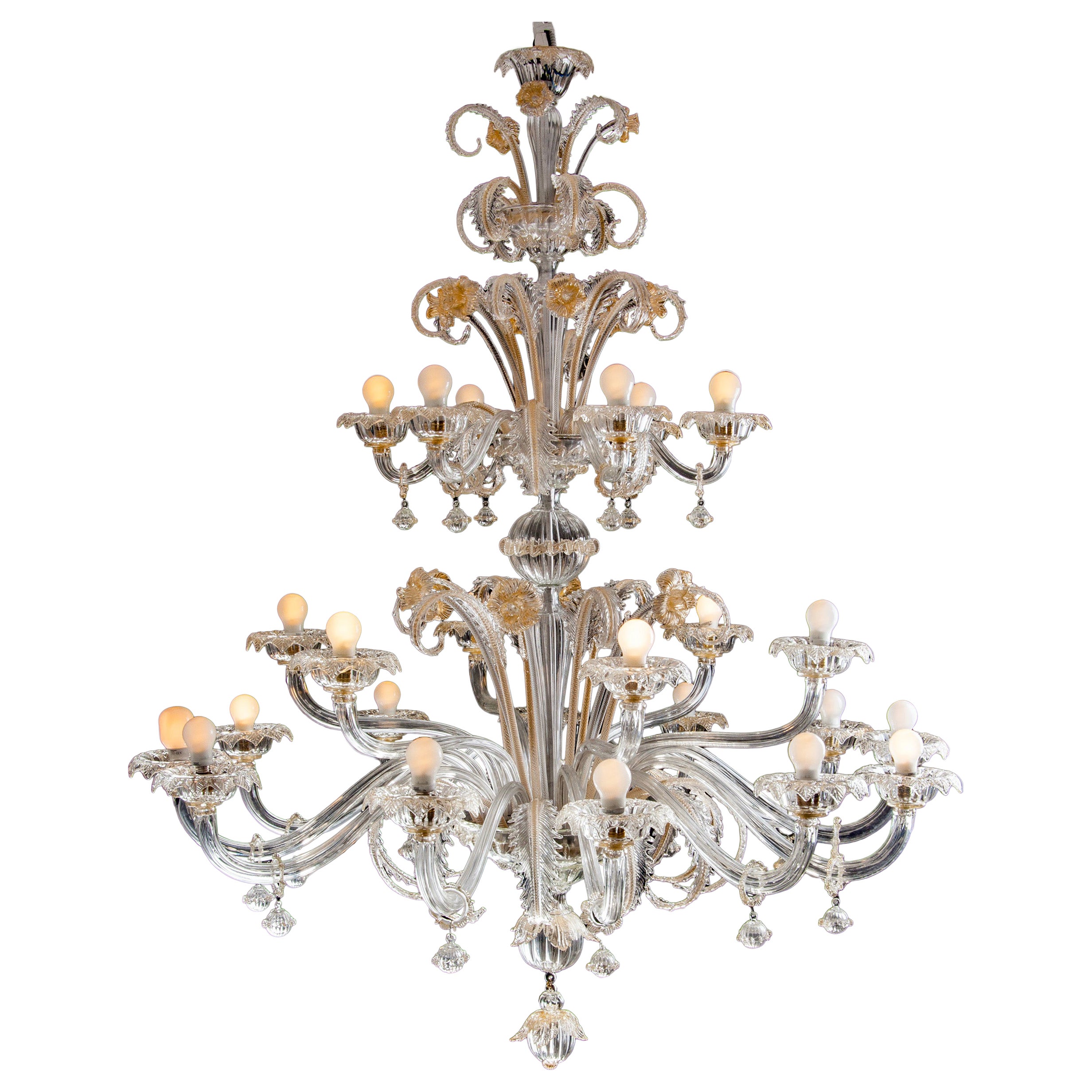 Magnificent Murano Glass Chandeliers by Archimede Seguso, 1960 For Sale
