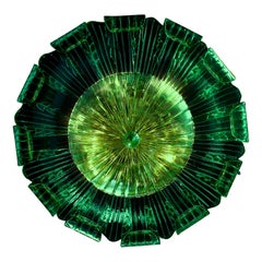 Amazing Large Green Murano Glass Leave Ceiling Light or Chandelier