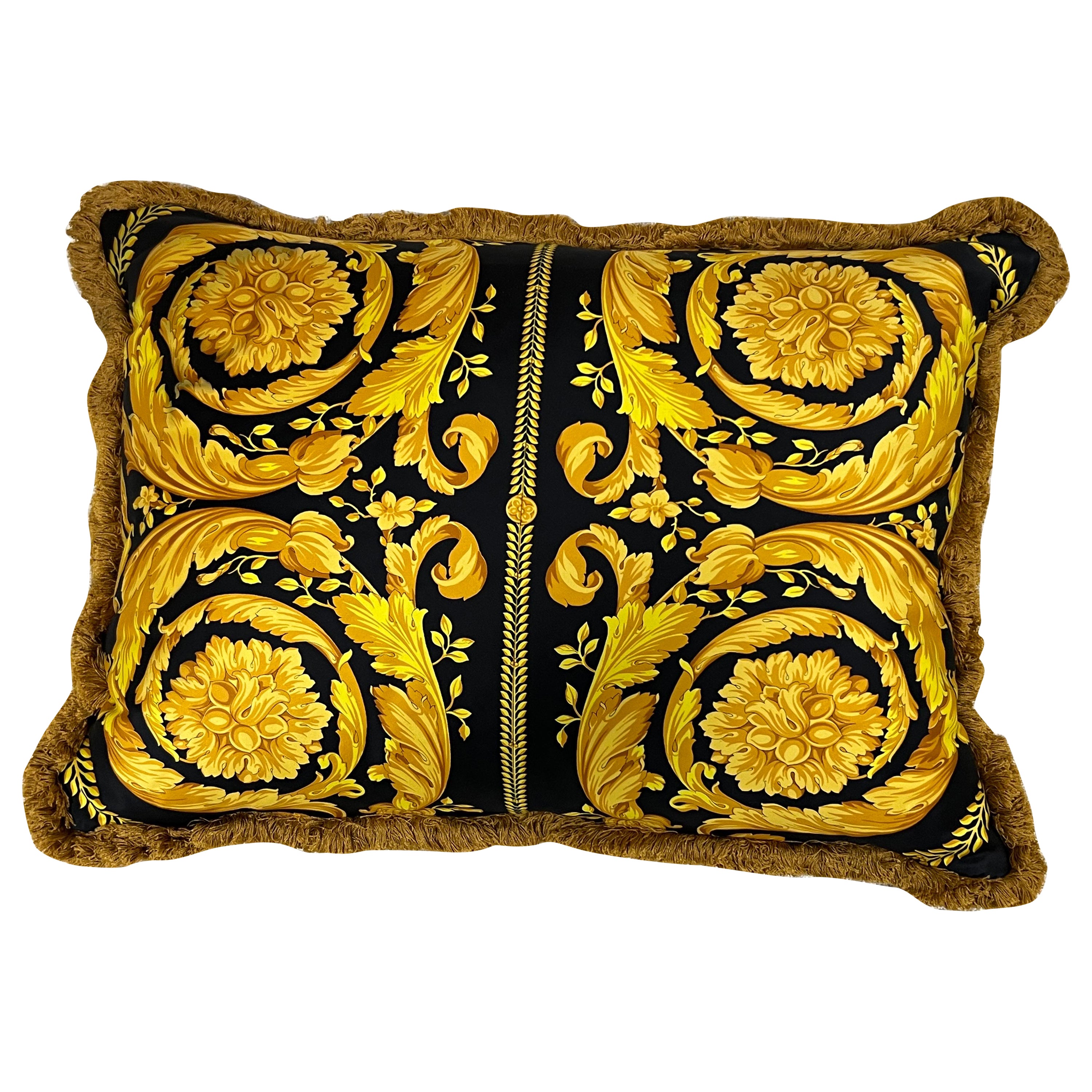 Versace Rectangular Silk and Velvet Pillow For Sale