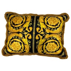 Used Versace Rectangular Silk and Velvet Pillow