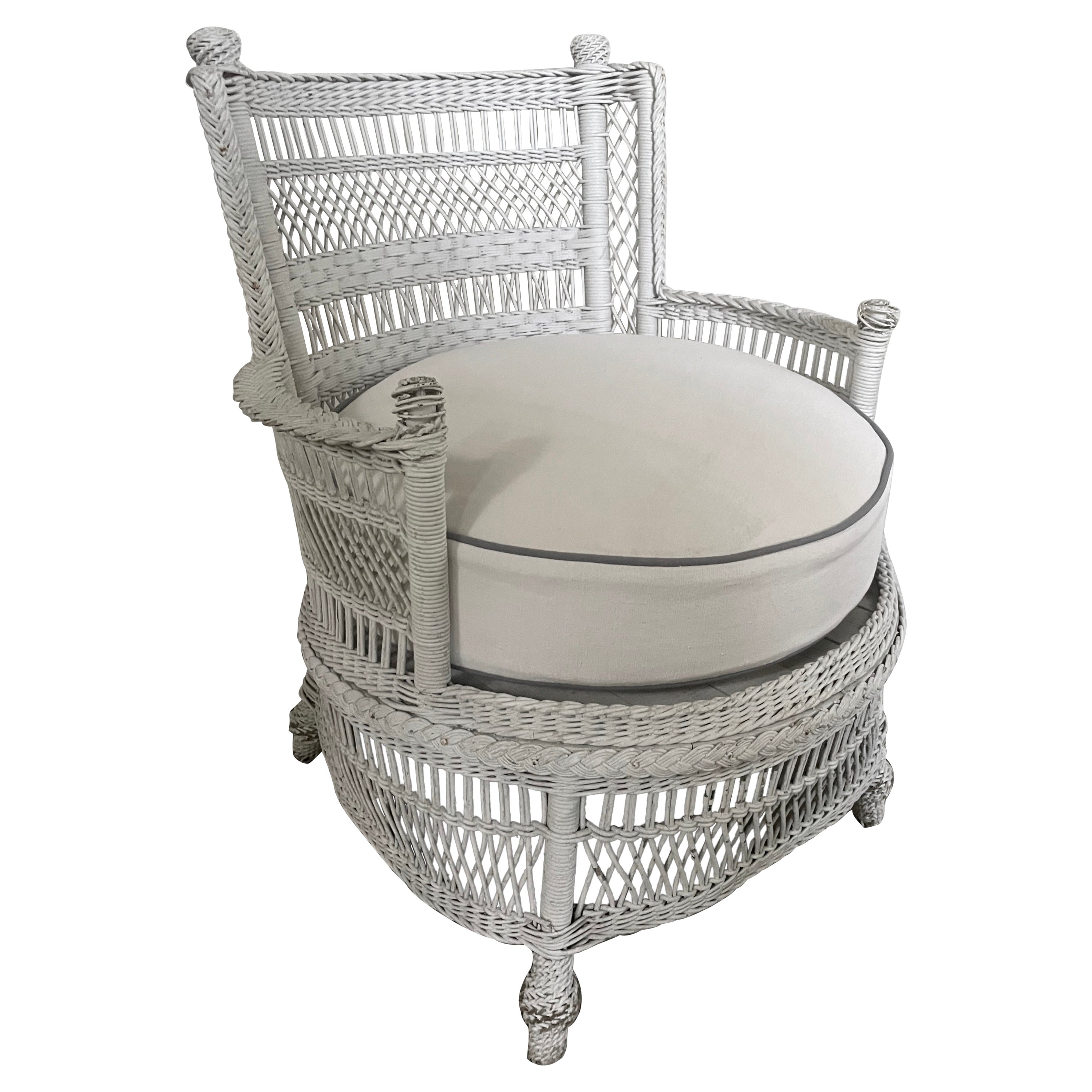 Aesthetic Movement White Wicker Chair For Sale at 1stDibs