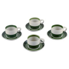 Vintage Stig Lindberg, Gustavsberg. Set of four "Bodega" coffee cups with saucers