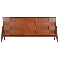 Jorgen Clausen for Brande Møbelfabrik Danish Modern Sculpted Teak Dresser, 1950s