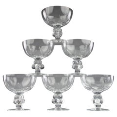 Vintage Lalique France, "Clos-Vougeot" Champagne Coupes, 1980s