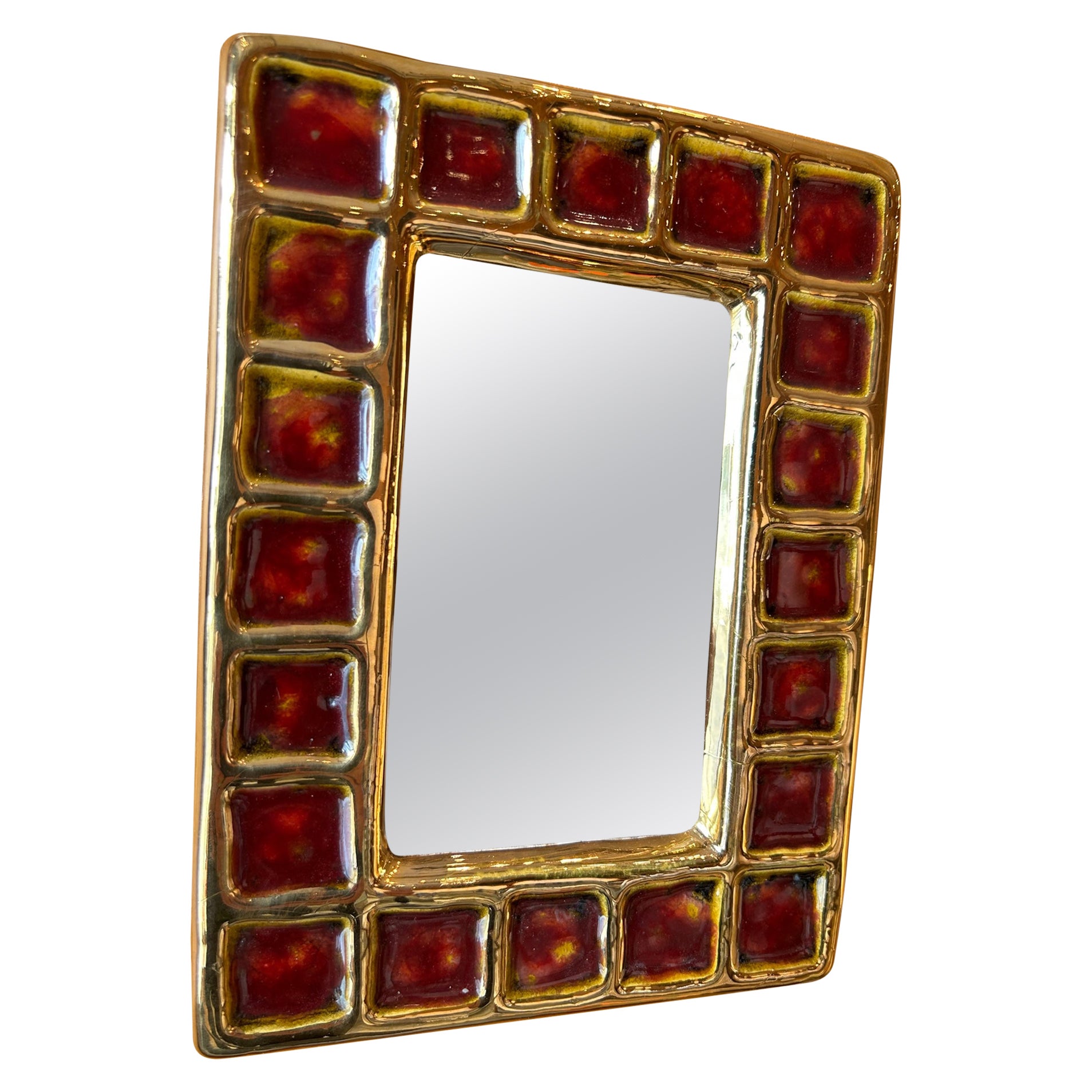 Ceramic mirror by François Lembo, France, 1960s For Sale