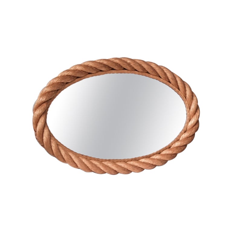 Audoux-Minet Rope Mid-Century French Oval Mirror