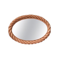 Audoux-Minet Rope Mid-Century French Oval Mirror
