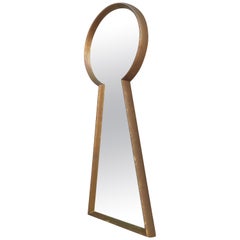 LaBarge Style Mid-Century Modern Gilt Wood Frame Keyhole Shaped Mirror 1960s