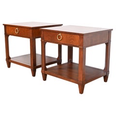 Baker Furniture French Regency Louis XVI Cherry Wood Nightstands, Refinished