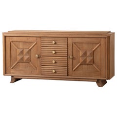 Solid Oak Art Deco Sideboard, 1940, France