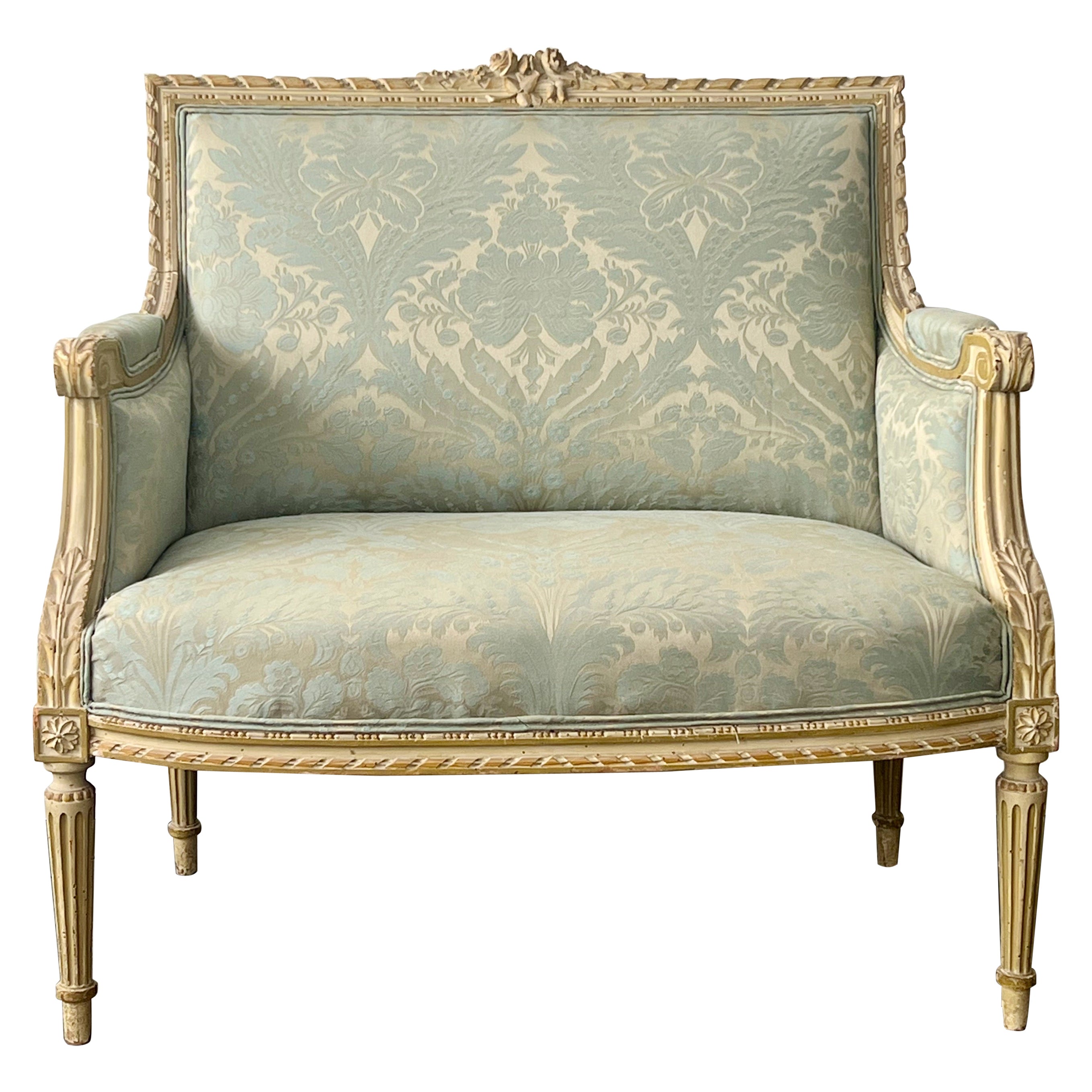 19th Century French Louis XVI Style Oversized Bergere Marquise Armchair For Sale