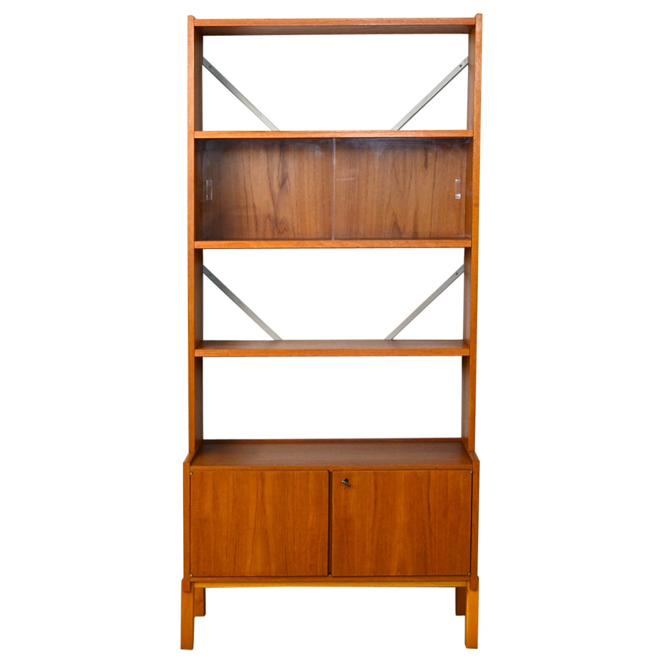 1960s teak bookcase with display For Sale at 1stDibs