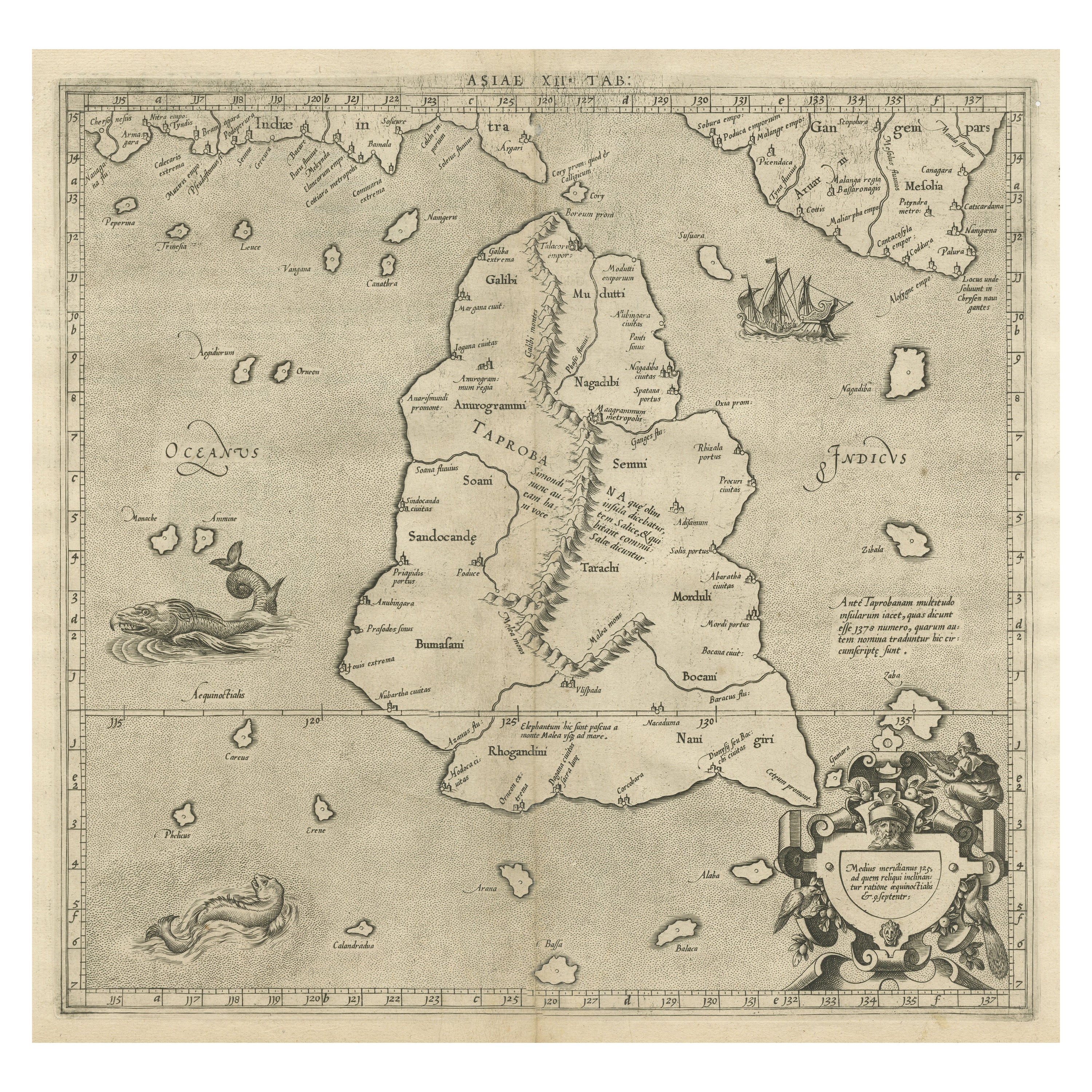 Mercator's Ptolemaic map of Taprobana, (Ceylon) Sri Lanka