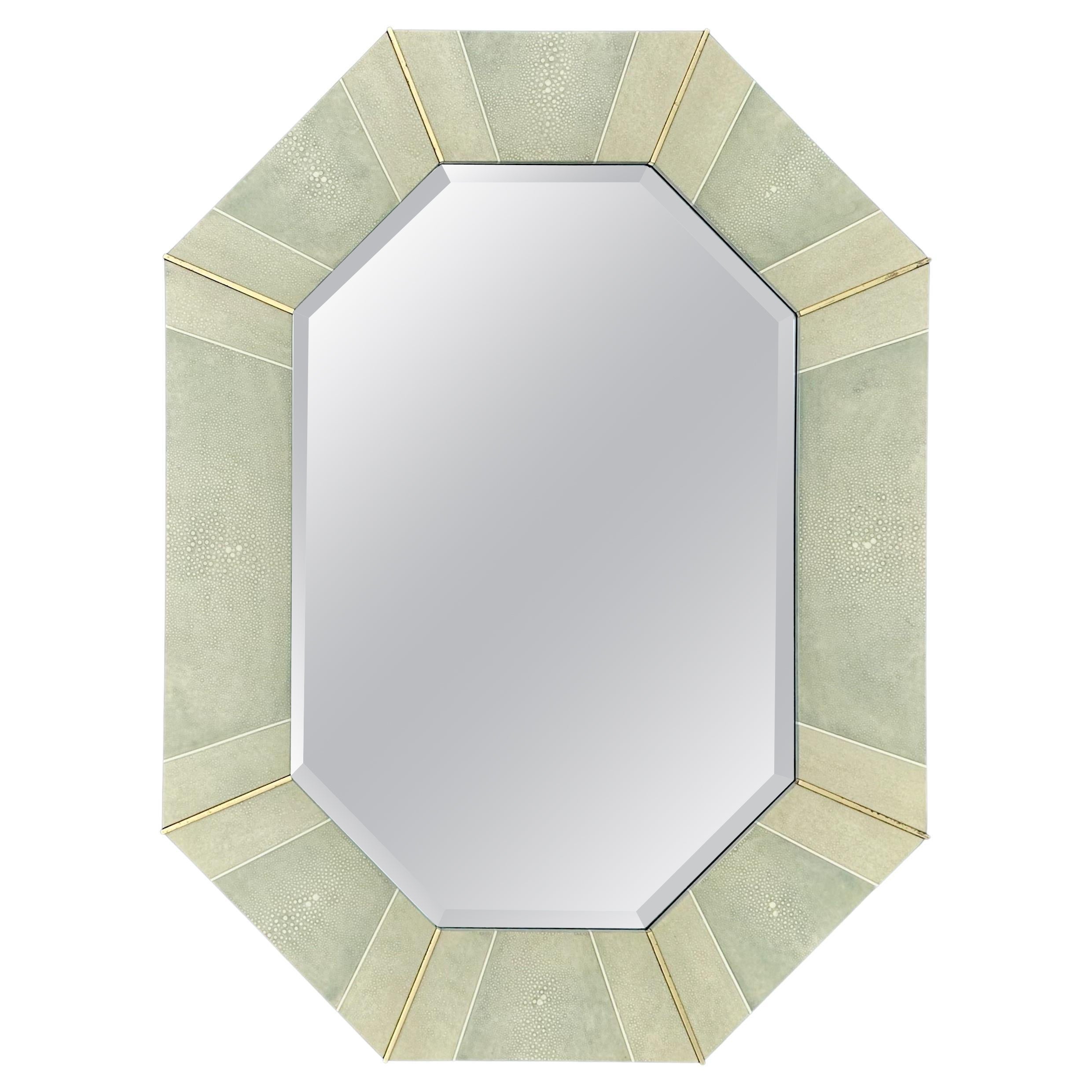 Karl Springer Faux Shagreen 1970's Octagonal Mirror