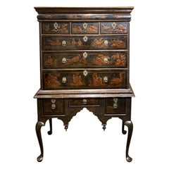 Exceptional 18th Century English Chinoiserie Two Part Oak Highboy