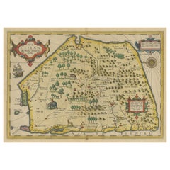 Carte ancienne du Sri Lanka à cinq côtés de forme inhabituelle