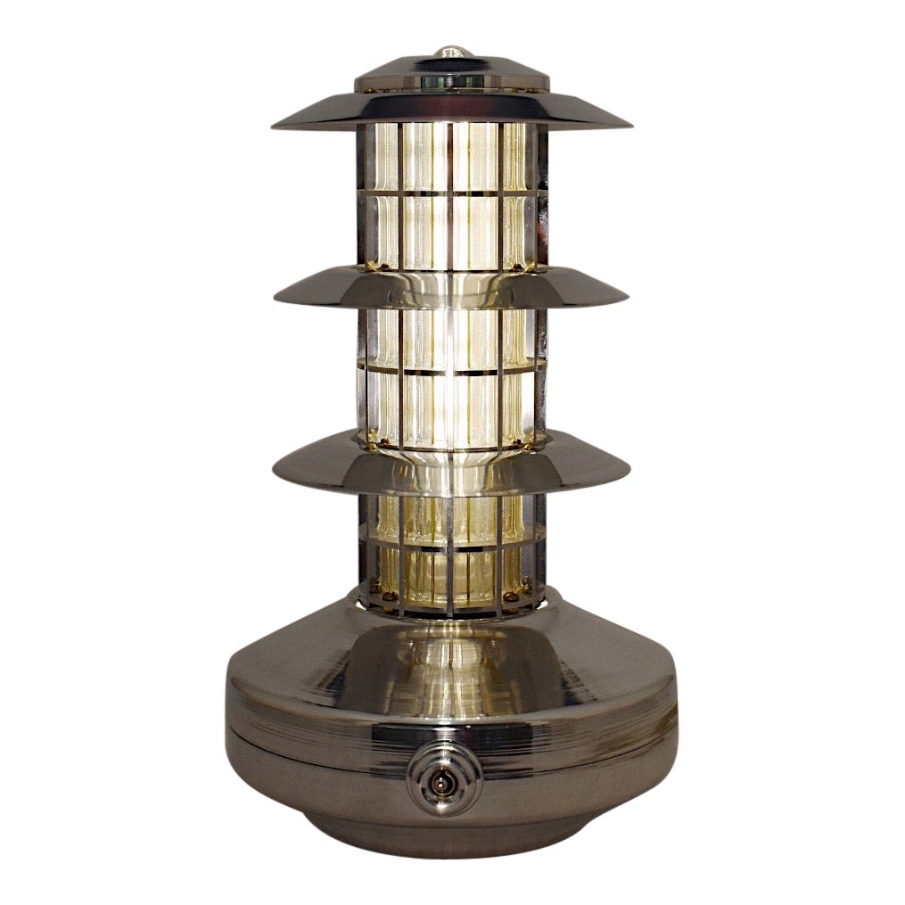 Polished Aluminum Pagoda Lamp - Model 1 by Daughter Mfg For Sale