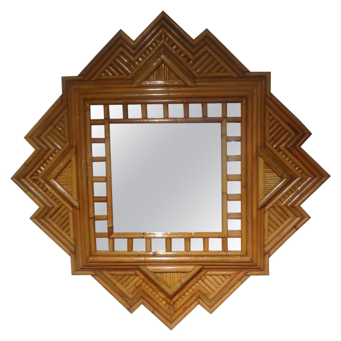 Italian Bamboo Mirror By Maurizio Mariani For Vivai del Sud For Sale