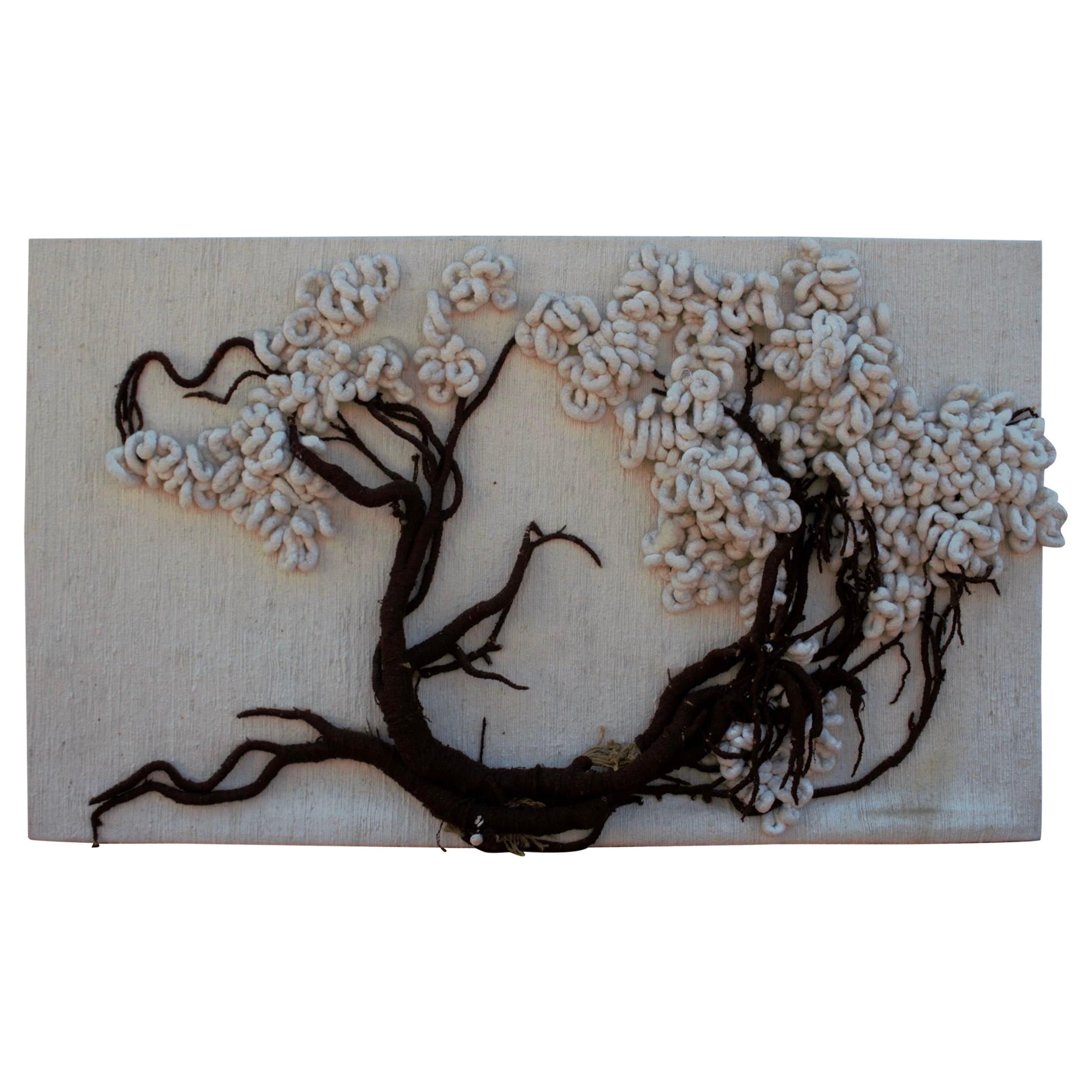 Vintage Hand Made Fiber Art Weaving Joshua Tree Wall Art (Art mural) en vente