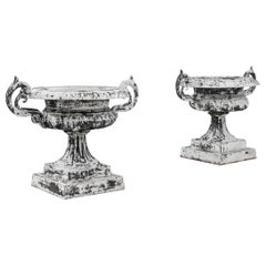 1900s French Metal Planters, a Pair 
