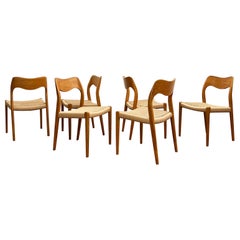 Mid-Century Oak Dining Chairs #71, by Niels O. Møller for J. L. Moller, Set of 6