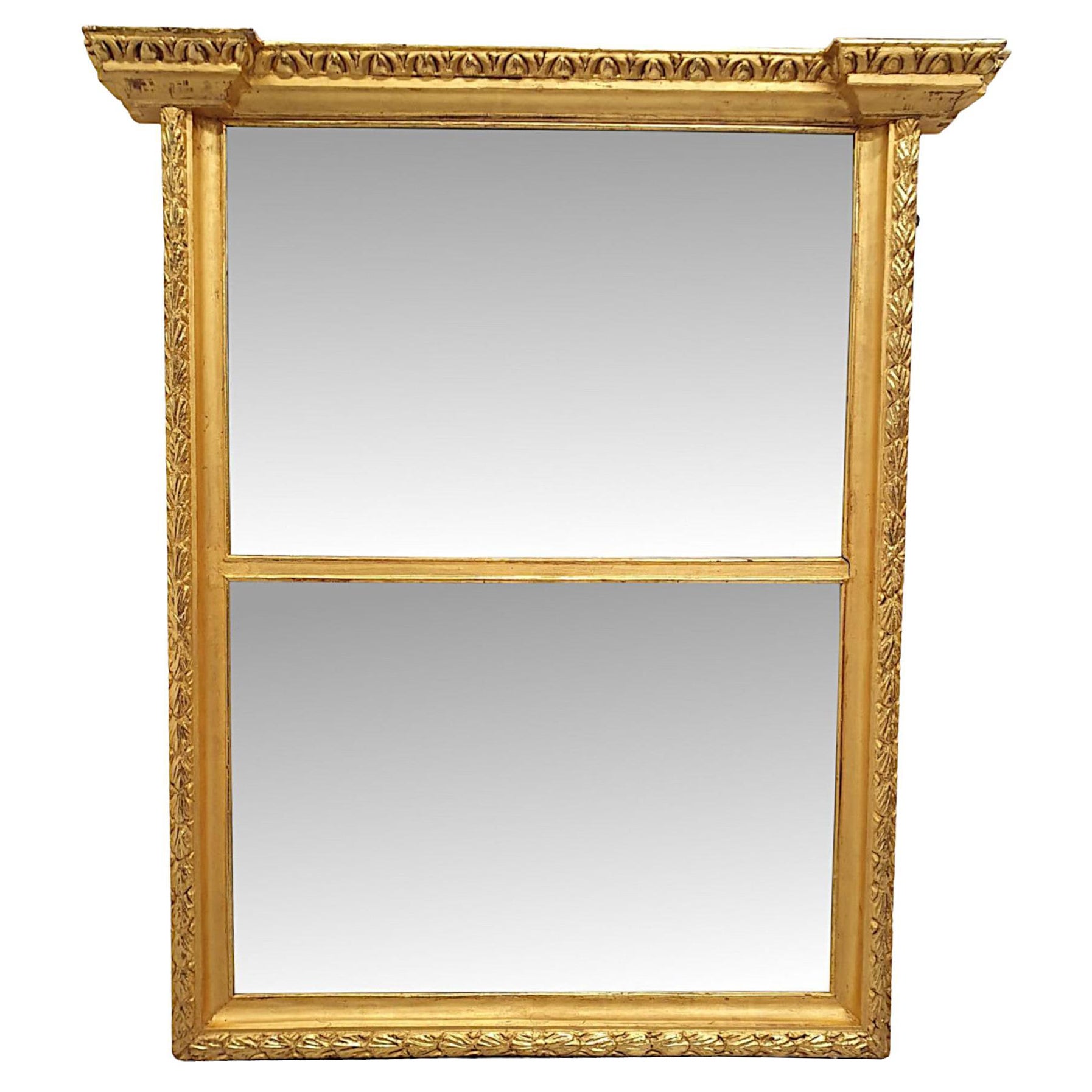 A Very Fine and Unusual 19th Century Compartmental Overmantle Mirror For Sale