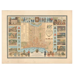 Vintage Map of Philadelphia with a Historical Tribute to its Volunteer Fire Companies