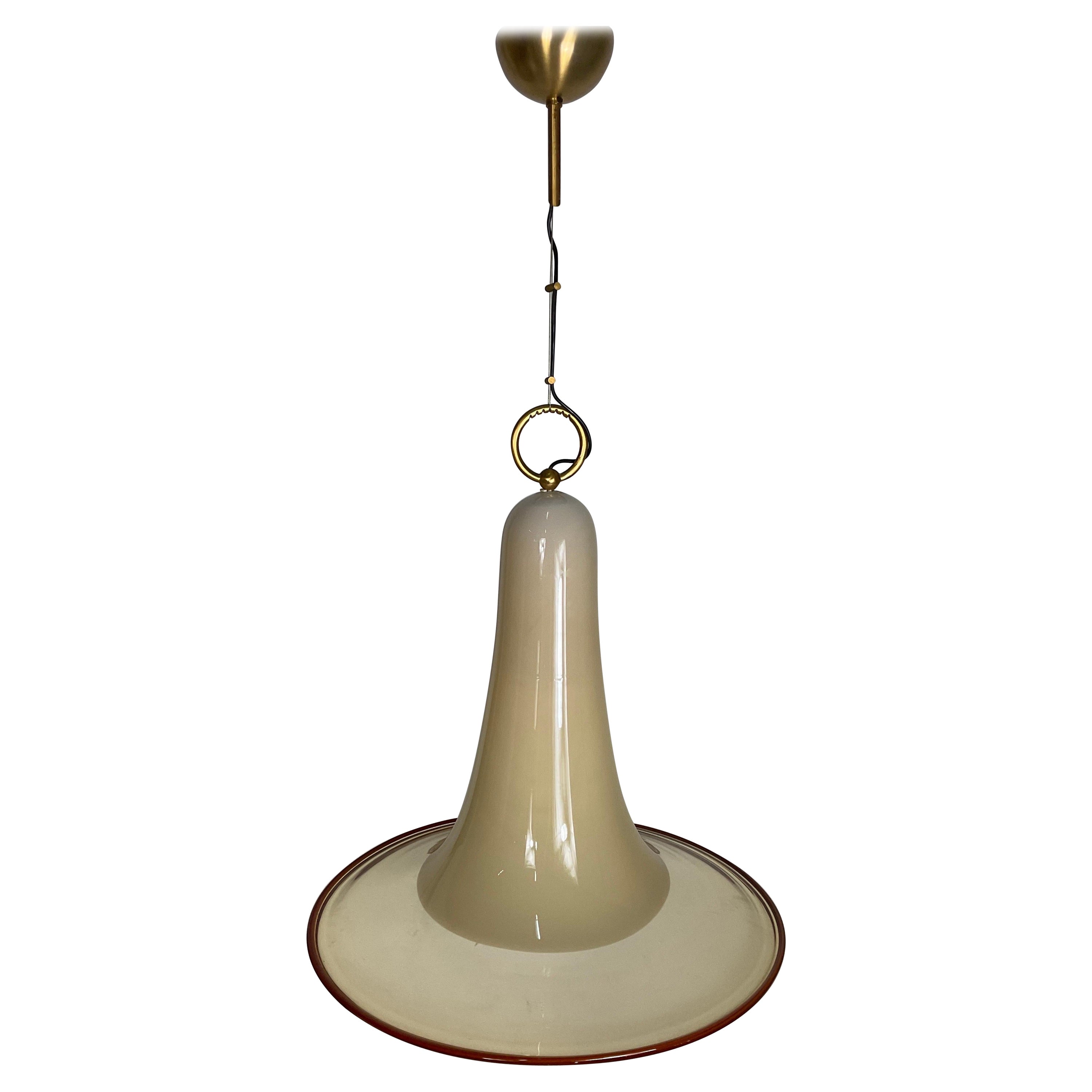 Seguso Mid-Century Murano Glass Chandelier with Stylised Bell Form For Sale