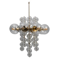 Vintage 1970s Czech Brass and Glass Chandelier