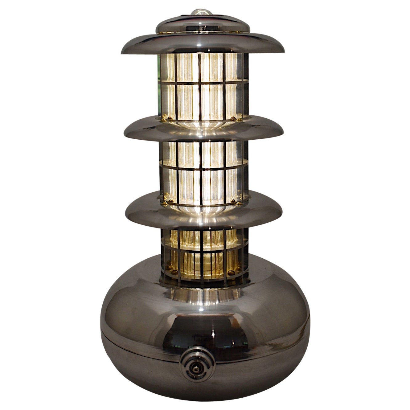 Polished Aluminum Pagoda Lamp - Model 2 by Daughter Mfg For Sale
