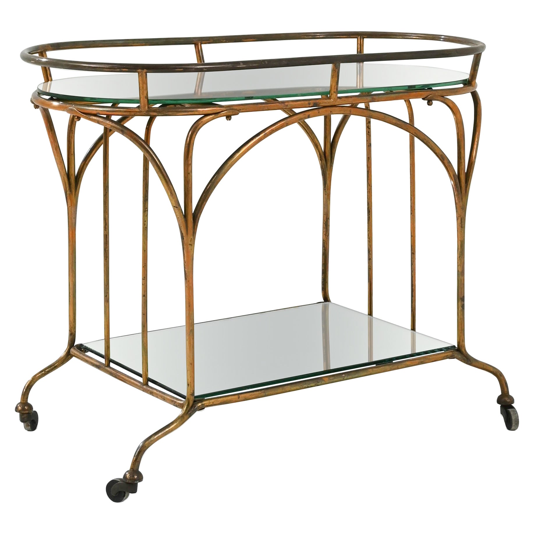 20th Century French Metal and Glass Bar Cart For Sale at 1stDibs