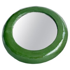 Round Green Mirror by Studio Chora, Medium Wall Mirror, High Gloss, In Stock