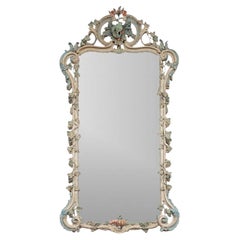 Superb Antique European Paint Decorated Mirror