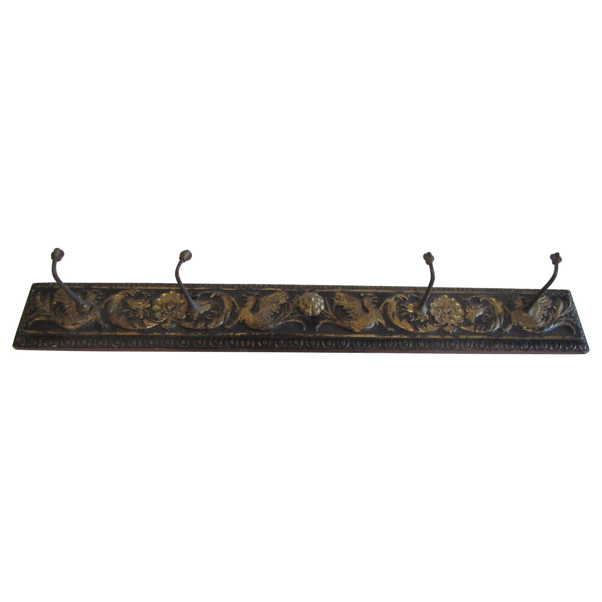 Colgante de pared de colección de madera rococó dorada tallada a mano de época